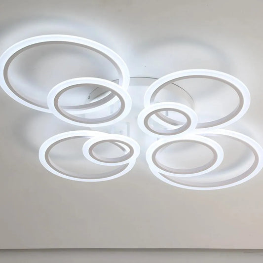 LED chandelier with remote control BETTY 130W, 8 Circles, Cold/Warm/Neutral light, Dimmable, White
