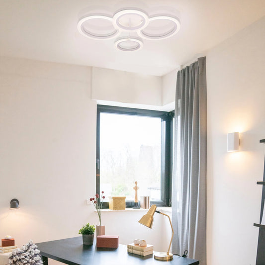 LED Chandelier Remote Control 44W White BETTY - 4 Circles, Dimmable, Cold/Warm/Neutral Light