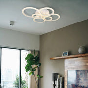 LED chandelier with remote control BETTY 82W, 6 Circles, Cold/Warm/Neutral light, Dimmable, White