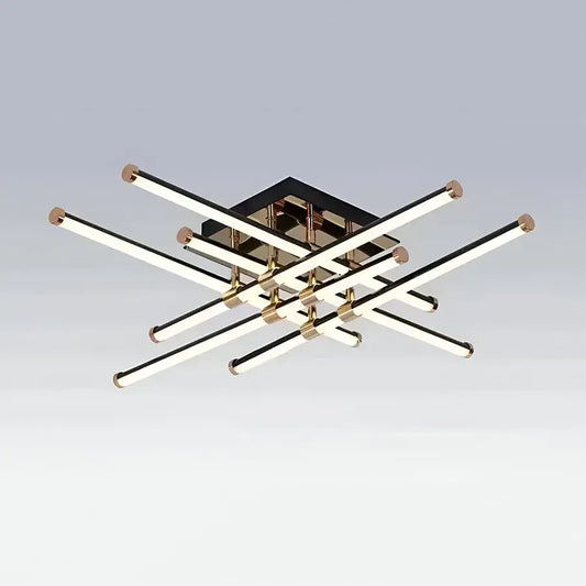 LED chandelier with remote control DELLIAH 144W, 6 Elements, Linear, Cold/Warm/Neutral light, Dimmable, Glossy Black Gold
