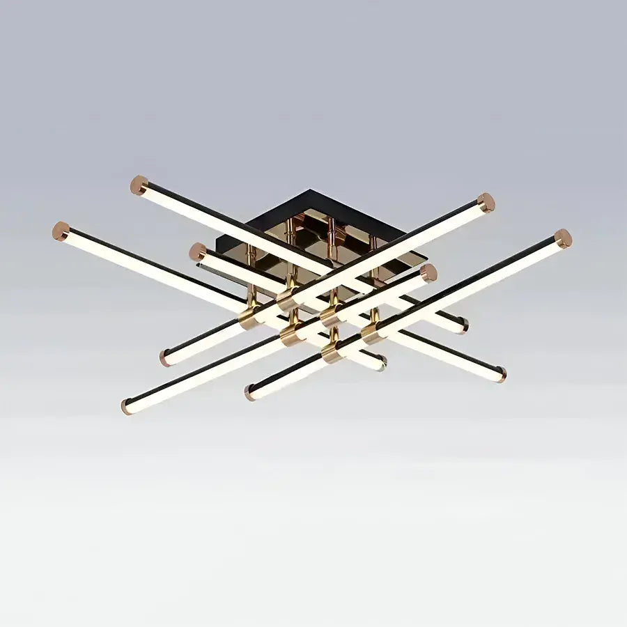 LED chandelier with remote control DELLIAH 144W, 6 Elements, Linear, Cold/Warm/Neutral light, Dimmable, Glossy Black Gold