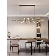 LED Pendant Chandelier with Remote Control RIBBON, 66W, Adjustable Height, Cold/Warm/Neutral Light, Dimmable, Black