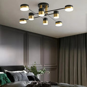 LED chandelier with remote control JAYSON 57W, 8 Elements, Cold/Warm/Neutral light, Dimmable, Glossy Black Gold