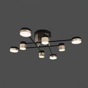 LED chandelier with remote control JAYSON 57W, 8 Elements, Cold/Warm/Neutral light, Dimmable, Glossy Black Gold