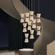 Suspended LED chandelier with remote control JEROME 58W, 10 Elements, Cold/Warm/Neutral light, Dimmable, Gold, Height Adjustable