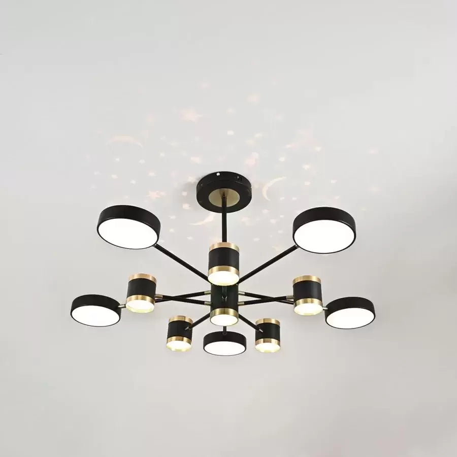 LED chandelier with remote control NOVA 95W, 10 Elements, Cold/Warm/Neutral light, Dimmable, Black