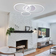 LED chandelier with remote control LUCY 70W, 4 Circles, Cold/Warm/Neutral light, Dimmable, White