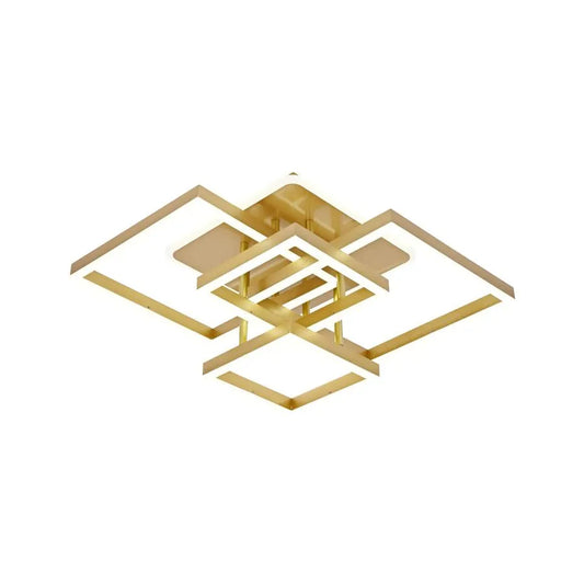 LED chandelier with remote control LELAHEL 190W, 4 Squares, Cold/Warm/Neutral light, Dimmable, Gold