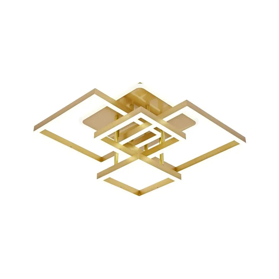 LED chandelier with remote control LELAHEL 190W, 4 Squares, Cold/Warm/Neutral light, Dimmable, Gold