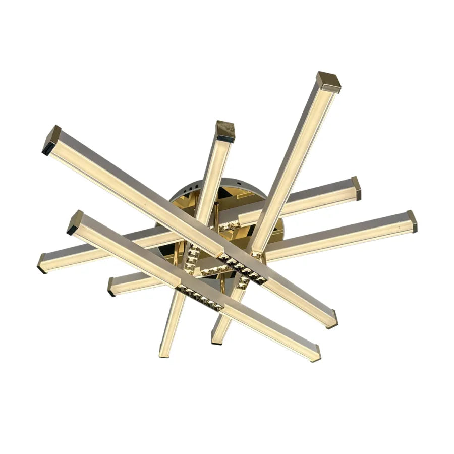 LED chandelier with remote control MAKOTO 144W, 6 Elements, Linear, Cold/Warm/Neutral light, Dimmable, Golden White