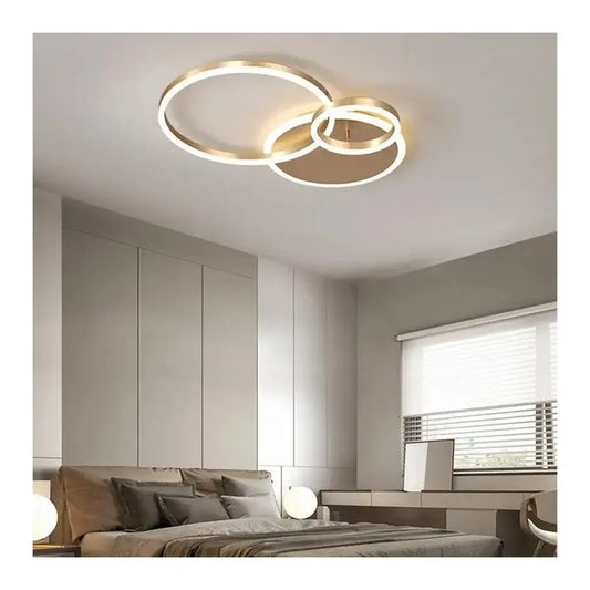 LED chandelier with remote control MYRENE 110W, 2 Circles, Cold/Warm/Neutral light, Dimmable, Gold