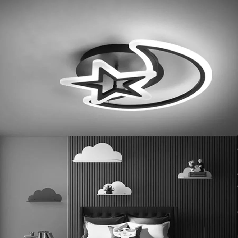 LED chandelier with remote control MOON AND STAR 45W, 2 Elements, Cold/Warm/Neutral light, Dimmable, Black