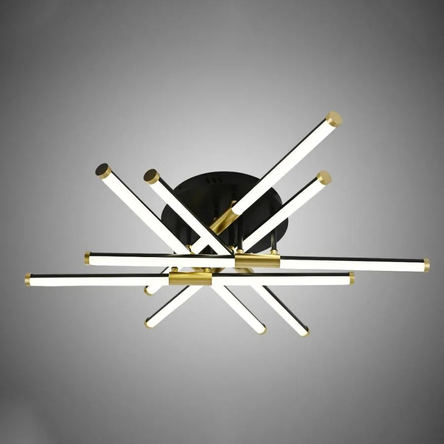 LED chandelier with remote control SANTINO 72W, 6 Elements, Linear, Cold/Warm/Neutral light, Dimmable, Gold