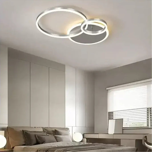 LED chandelier with remote control THEODORA, 81W, 2 Circles, Cold/Warm/Neutral light, Dimmable, Silver