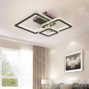 LED chandelier with remote control and crystal BLAKELY RGB 166W, 3 Squares, Cold/Warm/Neutral light, Dimmable, Black
