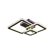 LED chandelier with remote control and crystal BLAKELY RGB 166W, 3 Squares, Cold/Warm/Neutral light, Dimmable, Black