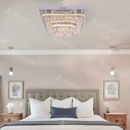 LED chandelier with remote control and ETAN crystal 66W, Cold/Warm/Neutral light, Dimmable, Shiny Chrome