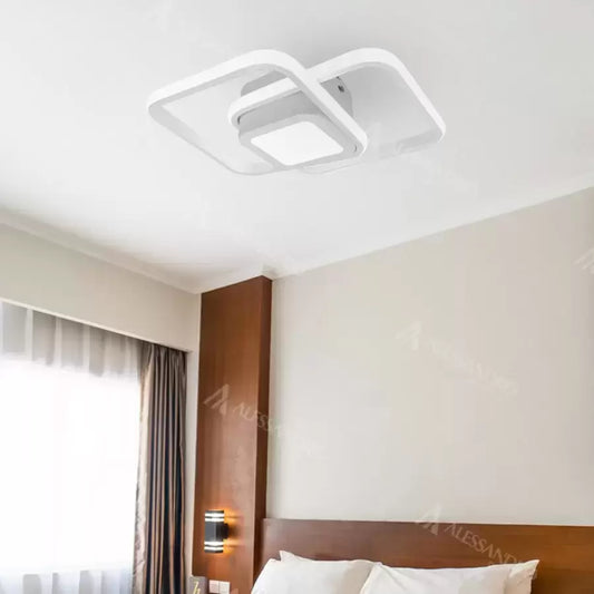 DUOFORM LED Chandelier 36W, 3 Squares, Cold/Warm/Neutral light, White