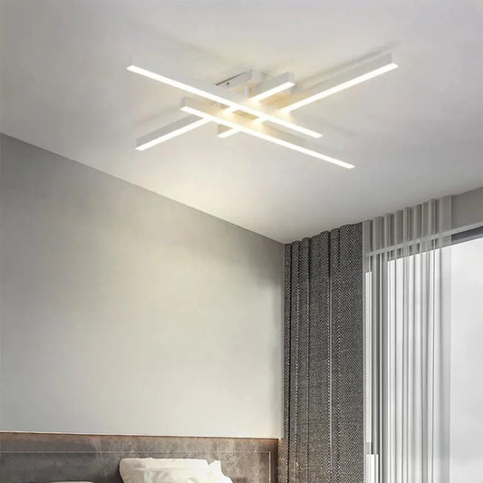 LED chandelier with remote control MORA 80W, 4 Elements, Linear, Cold/Warm/Neutral light, Dimmable, White