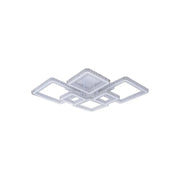 LED chandelier with remote control and crystal QUADRIS RGB 170W, 6 Squares, Cold/Warm/Neutral Light, Dimmable, White