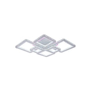 LED chandelier with remote control and crystal QUADRIS RGB 170W, 6 Squares, Cold/Warm/Neutral Light, Dimmable, White