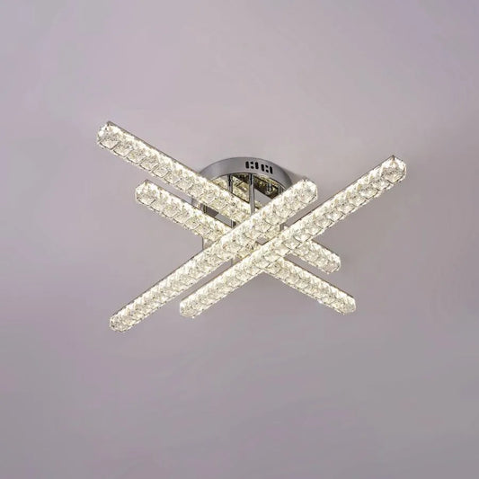 LED chandelier with remote control and crystal GRACIANA 112W, Linear, Cold/Warm/Neutral light, Dimmable, Shiny Chrome