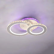 LED chandelier with remote control and crystal NOVA ROTONDA RGB 43W, 2 Circles, Cold/Warm/Neutral light, Dimmable, White
