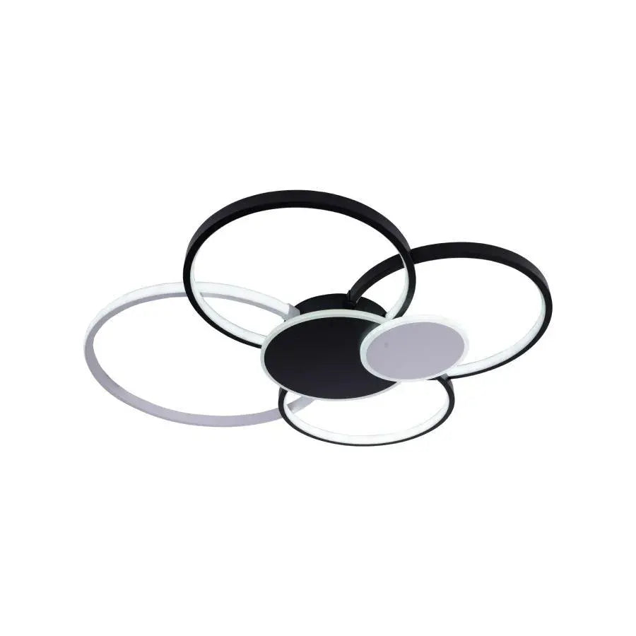 LED chandelier with remote control KILLIAN 74W, 6 Circles, Cold/Warm/Neutral light, Dimmable, Black White