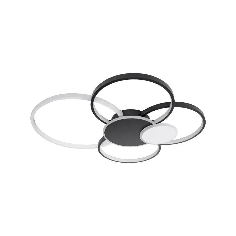 LED chandelier with remote control KILLIAN 74W, 6 Circles, Cold/Warm/Neutral light, Dimmable, Black White