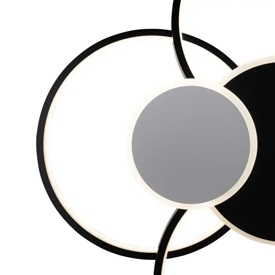 LED chandelier with remote control KILLIAN 74W, 6 Circles, Cold/Warm/Neutral light, Dimmable, Black White
