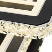 NOVA Quadria LED Chandelier with Crystals, 3 Light Sources, RGB, with Remote Control, 154W, Black & Stainless Steel
