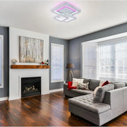 NOVA Quadria LED Chandelier with Crystals, 3 Light Sources, RGB, with Remote Control, 154W, White & Stainless Steel