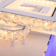 NOVA Quadria LED Chandelier with Crystals, 3 Light Sources, RGB, with Remote Control, 154W, White & Stainless Steel