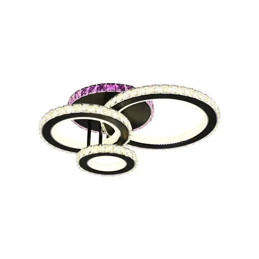 LED chandelier with remote control and crystal LEOCADIA RGB 134W, 3 Circles, Cold/Warm/Neutral light, Dimmable, Black