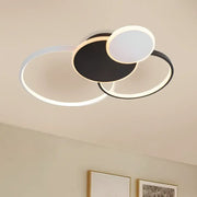 LED chandelier with remote control KILLIAN 80W, 4 Circles, Cold/Warm/Neutral light, Dimmable, Black White