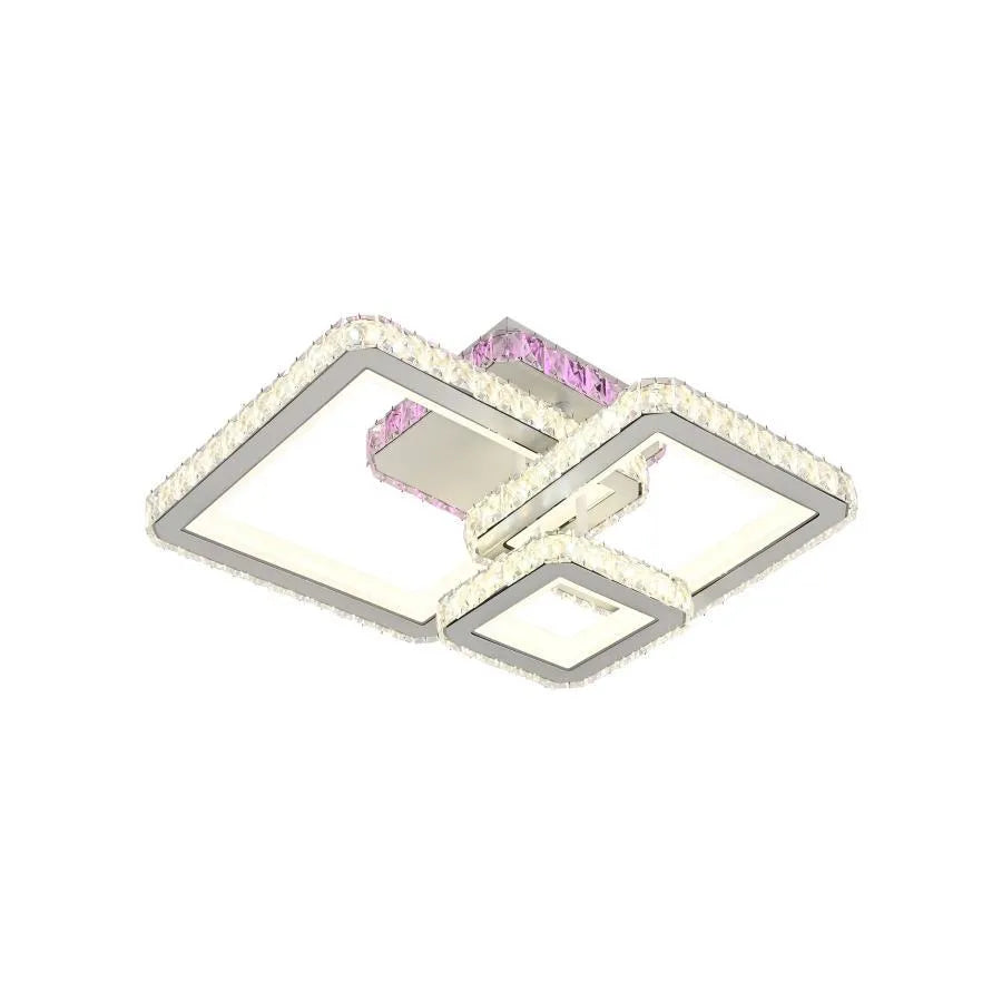 LED chandelier with remote control and crystal BLAKELY RGB 166W, 3 Squares, Cold/Warm/Neutral light, Dimmable, White