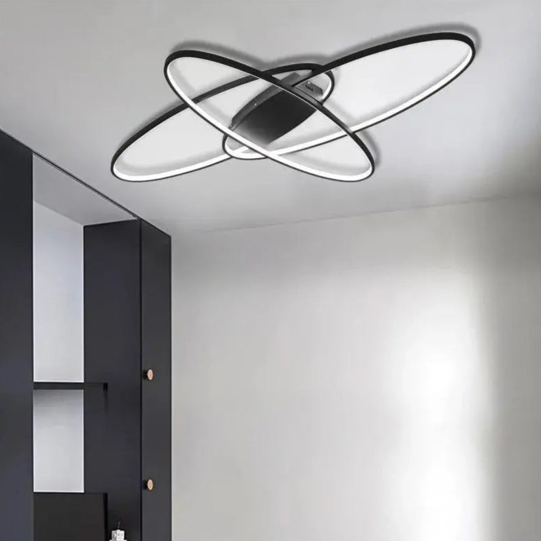 LED chandelier with remote control ORBITA 83W, 3 Elements, Oval, Cold/Warm/Neutral light, Dimmable, Black