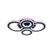 LED chandelier with remote control and crystal NOVA ROTONDA RGB 68W, 4 Circles, Cold/Warm/Neutral light, Dimmable, Black