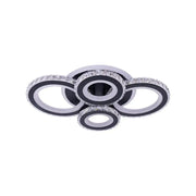 LED chandelier with remote control and crystal NOVA ROTONDA RGB 68W, 4 Circles, Cold/Warm/Neutral light, Dimmable, Black