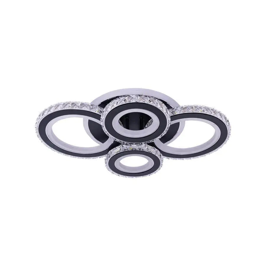 LED chandelier with remote control and crystal NOVA ROTONDA RGB 68W, 4 Circles, Cold/Warm/Neutral light, Dimmable, Black