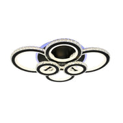 LED chandelier with remote control and crystal NOVA ROTONDA RGB 154W, 6 Circles, Cold/Warm/Neutral light, Dimmable, Black