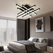 LED chandelier with remote control MORA 120W, 6 Elements, Linear, Cold/Warm/Neutral light, Dimmable, Black