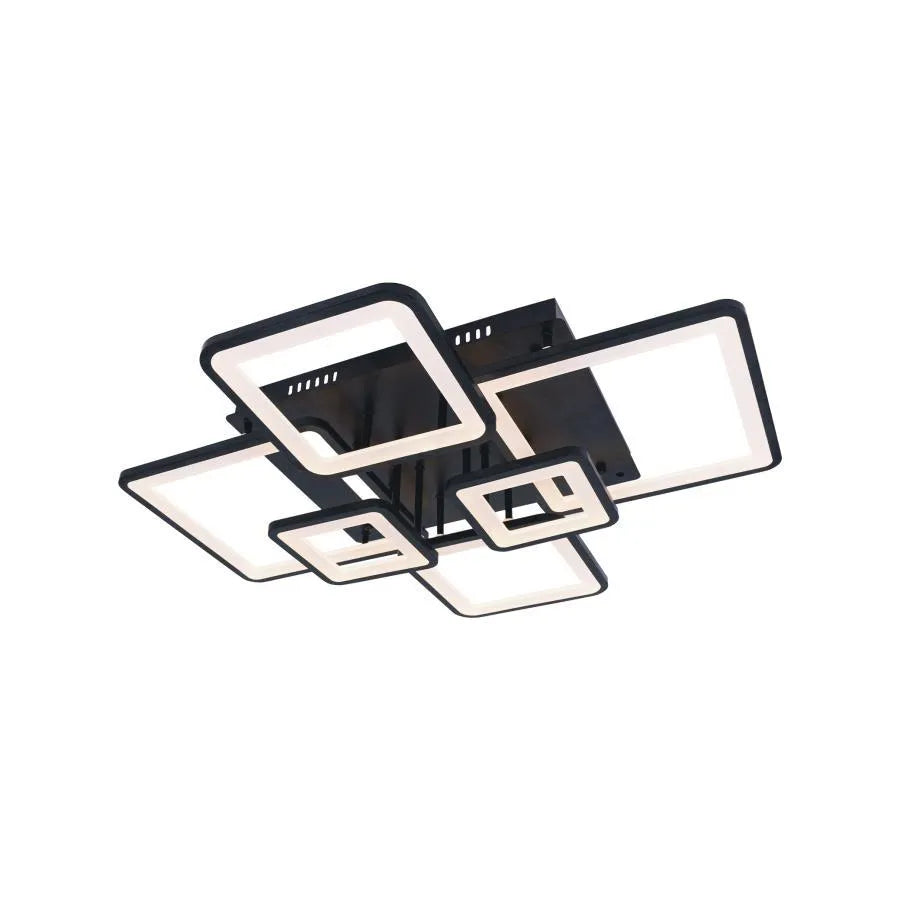 LED chandelier with remote control ELLA 124W, 6 Squares, Cold/Warm/Neutral light, Dimmable, Black