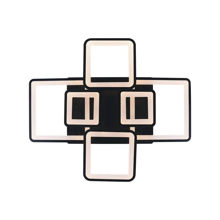 LED chandelier with remote control ELLA 124W, 6 Squares, Cold/Warm/Neutral light, Dimmable, Black