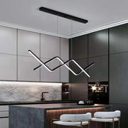 Suspended LED chandelier with remote control ZIGZAG 48W, Cold/Warm/Neutral light, Dimmable, Black, Height Adjustable