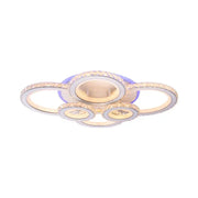NOVA Rotonda LED Chandelier with Crystals, 6 Light Sources, RGB, with Remote Control, 154W, White & Stainless Steel