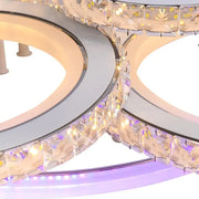 NOVA Rotonda LED Chandelier with Crystals, 6 Light Sources, RGB, with Remote Control, 154W, White & Stainless Steel