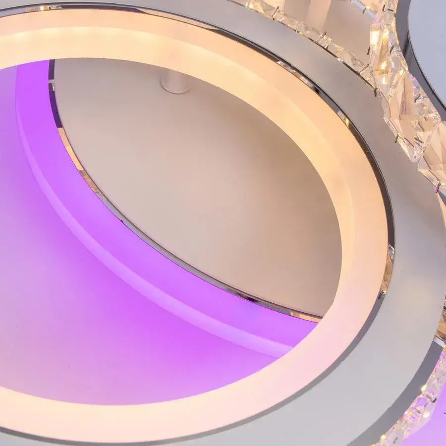 LED chandelier with remote control and crystal NOVA ROTONDA RGB 86W, 4 Circles, Cold/Warm/Neutral light, Dimmable, White