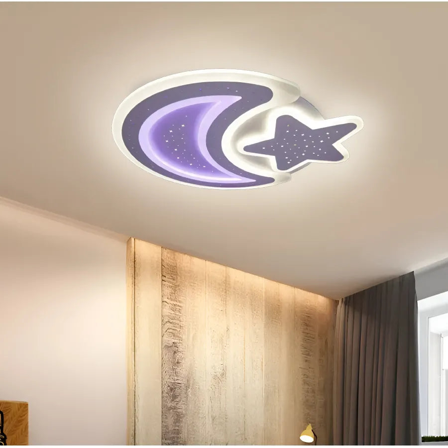 LED chandelier with remote control CORALIA RGB 81W, Moon and Star, Cold/Warm/Neutral light Dimmable White