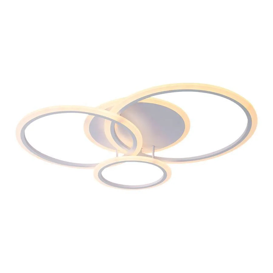 LED chandelier with remote control LUCY 70W, 4 Circles, Cold/Warm/Neutral light, Dimmable, White